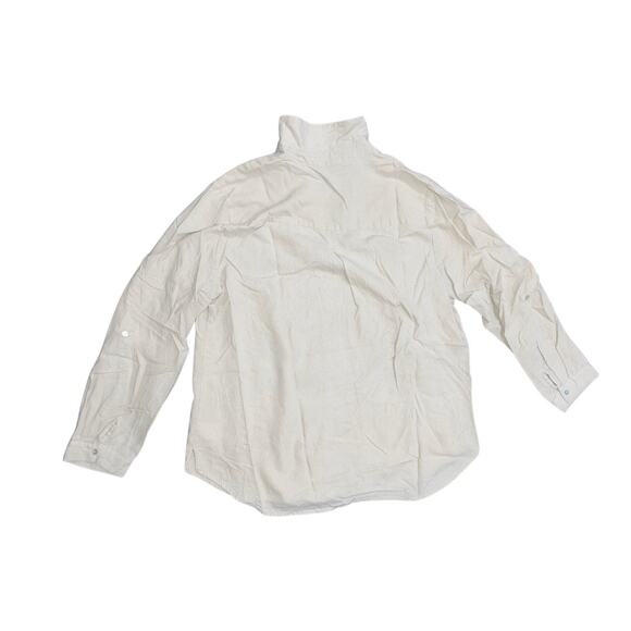 Nine West Jeans Long Sleeve Blouse Top Linen Blend V neck Size Large Casual Work - Picture 2 of 4